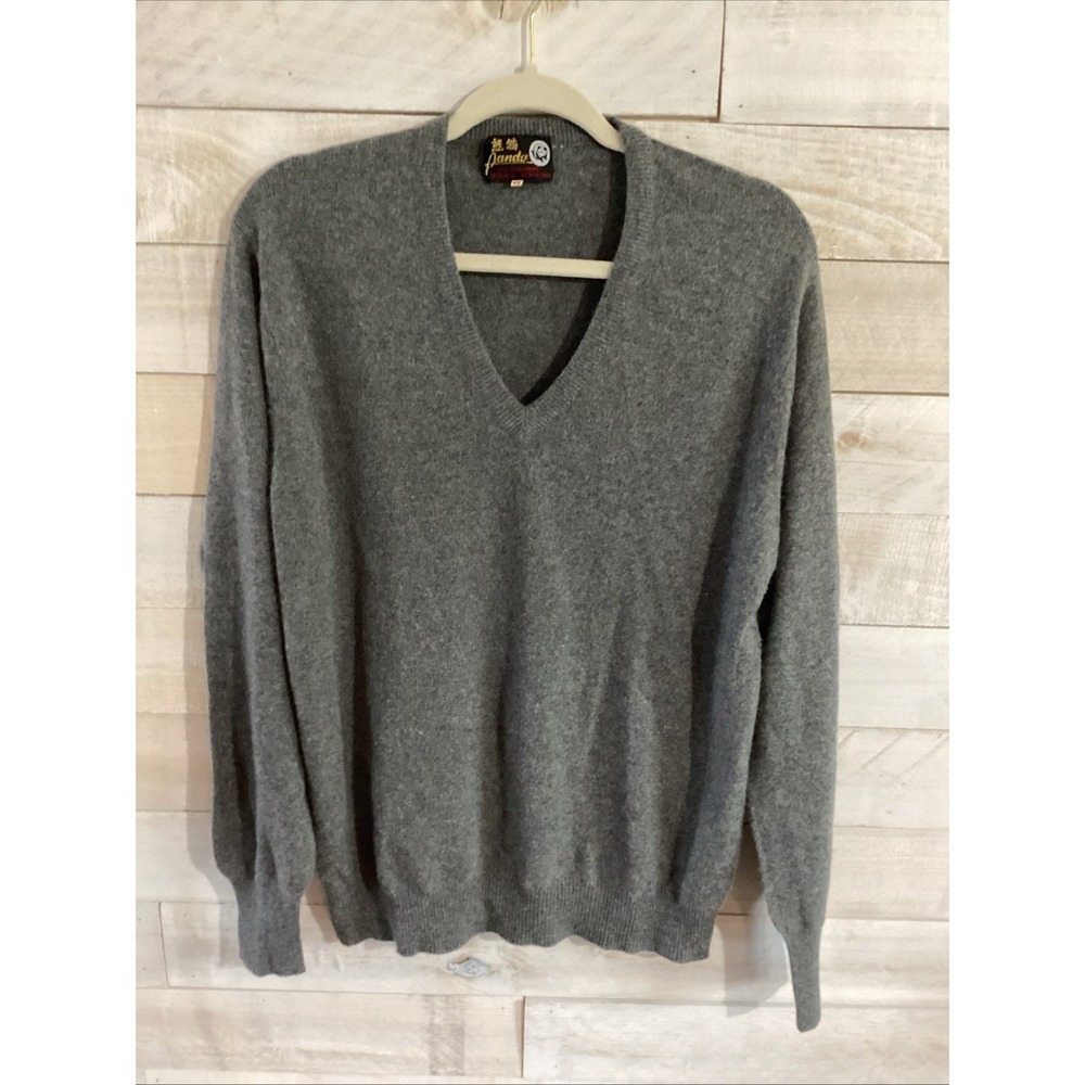 Vintage 100% Cashmere Panda Sweater Size 42 Gray 70s 80s